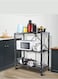 3 Tier Foldable Standing Storage Rack Shelf Unit With Wheel for Kitchen Garage Home Closet Office Heavy Duty Shelves Black