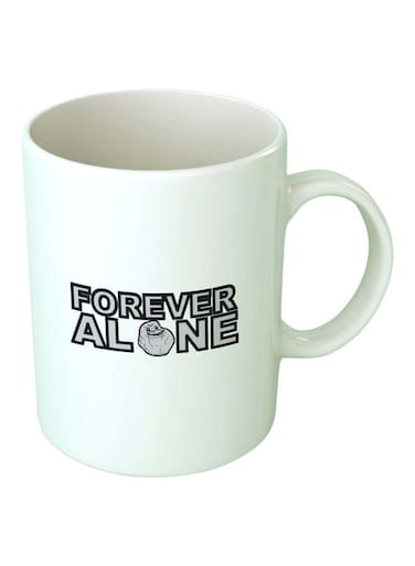 Print Forever Alone Printed Ceramic Mug White/Black/Grey