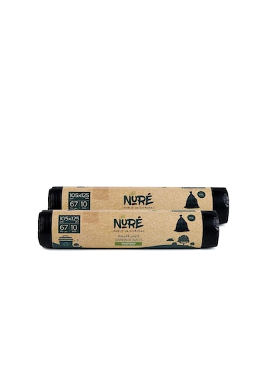 Nure- Bio-Degradable Purity In Disposal Garbage Bag,67 Gallons, 10 Pcs, 105cmx125cm,Pack of 2