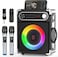 JYX Karaoke Machine with Two Wireless Microphones, Portable Bluetooth Speaker with Bass/Treble Adjustment, PA System with Remote Control, LED Lights,Supports TF Card/USB, AUX IN, FM, REC,TWS for Party