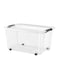 Storage Box with Lid &acirc;&euro;&ldquo; 35L   Clear Stackable Plastic Organizer with Secure Locks and Wheels