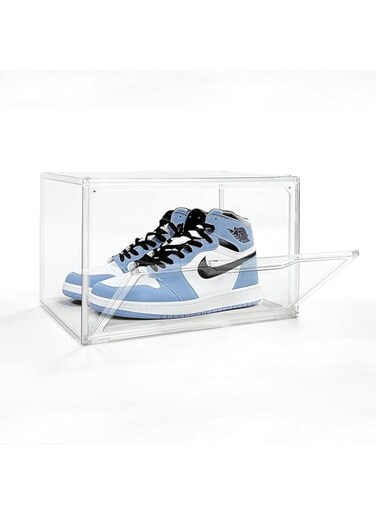 ALMEKAQUZ Acrylic Display Shoe Box, Ultra Clear Plastic Handbag Storage Organizer with Magnetic Doorfor Closet, 360&deg; Fully Transparent Large Shoe Display Case for Sneakers, Hats, Bags,Collectibles