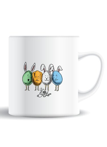Premium Quality Two Sided Printed Coffee Mug Tea Cup Happy Easter For Home Office, Kids Men Women