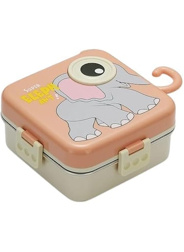 Lunch Box, Pink Elephant 3-Compartment Stainless Steel Lunch Box   1120ml + 70ml   Leakproof Kids Bento Box with Sauce Cup &amp; Spoon   School, Travel, Office