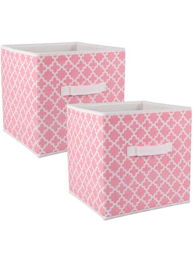 DII Non Woven Polyester Storage Bin, Pink Sorbet, Small Set of 2