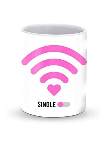 Designer Printed Coffee Mug With Heavy Duty Handle 11oz Ceramic Personalised Gift Mugs Cup [Microwave Safe &amp; Dishwasher Proof ]-Wifi Single Girl