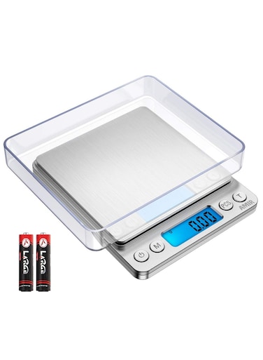 Accurate Electric Kitchen Scale,Mini Electronic Scale,Mini Digital Scale,Food Weighing Scale,Grams Scale Ounce Scale 3kg/0.1g Two Tray(Silver) 12.7 x 10.4 x 1.1cm