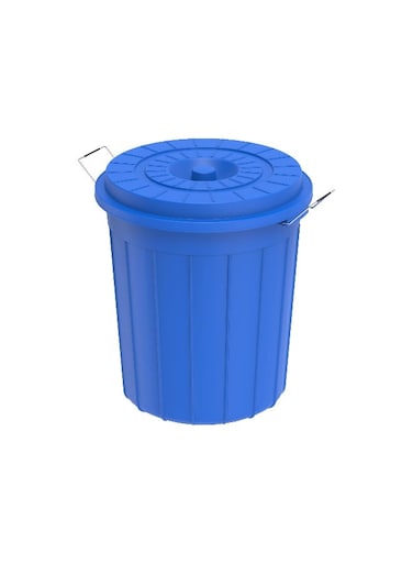 30L Round Plastic Drum With Lid 54 x 65 cm (Blue) Blue 30.0Liters