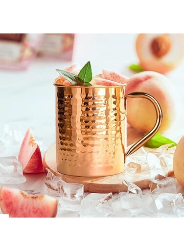 16oz Premium Hammered Copper Plated Cup, Single Pack Handcrafted Moscow Mule Mug, Anti-Rust Stainless Steel Tumbler with Copper Finish for Gifting &amp; Daily Use