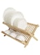 Bamboo Drying Rack Folding 2-Tier Dish Drying Rack With Utensil Holder 36x1x30 Cm Light Brown