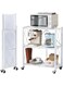 Foldable Storage Shelf, No Assembly Required Metal Storage Shelves on Wheels for Living Room Bedroom Kitchen (White, 3-Shelf)
