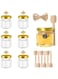 neotimely 6 Pcs Mini Glass Honey jars, Hexagon Honey Jars with Wooden Dipper, Small Mason Jars with Golden Lids for Honey, Spice, Jam, Perfect for DIY Gift, Wedding Favors, Party Favors (1.5 oz)