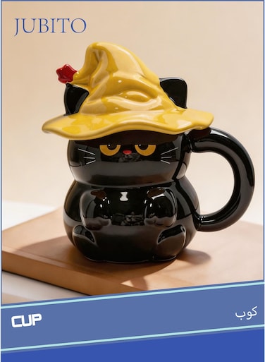 cup, ceramic mug, 450ml cat-themed coffee mug, creative cartoon mug with lid, holiday gift, birthday present