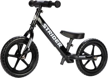 Strider 12&rdquo; Sport Bike - No Pedal Balance Bicycle for Kids 18 Months to 5 Years - Includes Safety Pad, Padded Seat, Mini Grips &amp; Flat-Free Tires - Tool-Free Assembly &amp; Adjustments