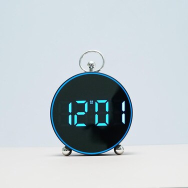 Crony Digital Clock, 12.7cm Diameter, Blue LED Display, Blue