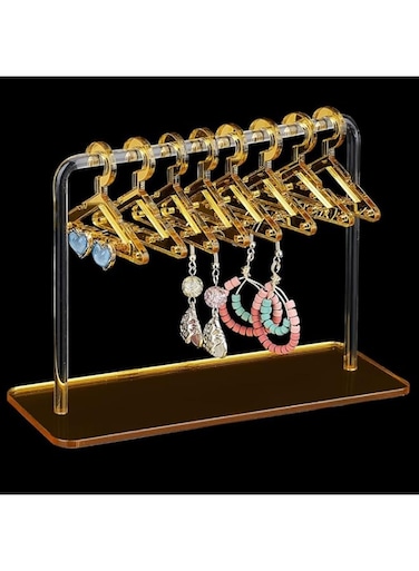 Tazweeq Earring Holder Stand, 2.3x5.9x4.2 Inch Cloth-Horse Shape Jewelry Display, Gold Dangle Earring Hanging Organizer, Acrylic Ear Studs Display Rack, for Retail Show Personal Exhibition