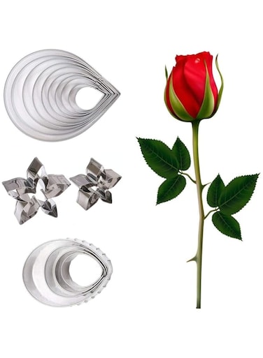 BPNHNA 18pcs Gumpaste Flower Mold Austin Rose Petal Calyx Leaf Cutter Set Sugarcraft Fondant Modelling Tools for Cake Decorating, Chocolate, Soap, Gum paste