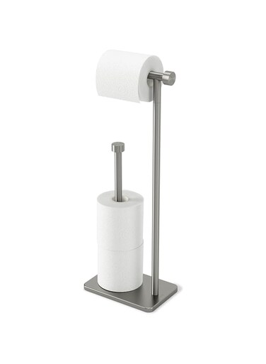 Umbra Cappa Freestanding Toilet Roll Holder with Storage for Spare Rolls, Nickel