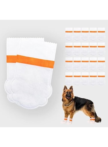 Aputue Disposable Dog Shoes, 20pcs Large Size Waterproof Dirt-Proof Outdoor Dog Rain Boots, Disposable Design for Paw Protection Dog Shoe with Adjustable Straps for Small to Medium Large Dog