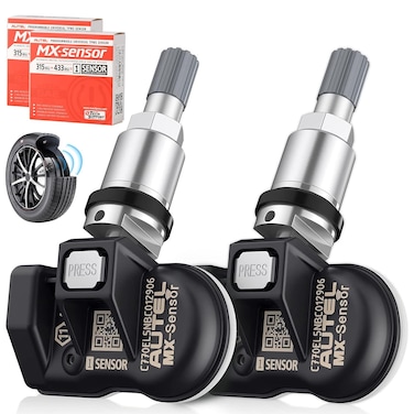 Autel TPMS Sensor, MX-Sensor 315MHz + 433MHz 2in1 Tire Replacement 1-Sensor for All Cars, OEM Sensor Replace 100% Cloneable, Pressure Monitor System Sensor (Press-in, Metal Stem, Pack of 2)