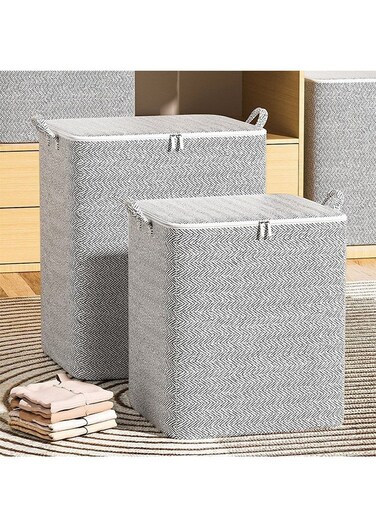 Pack Fabric Storage Boxes, Large-Capacity Clothing And Quilt Storage And Organization Boxes, With Zippers And Handles, Washable Non-Woven Fabric Storage Bags For Moving And Organizing&iuml;&frac14;&circ;150L&iuml;&frac14;&permil;