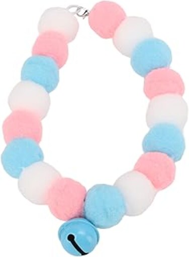 UBEF Cat Bell Collar, Comfortable Elegant Plush Balls Pet Collar Lightweight for Party for Puppy for Kitten (S)