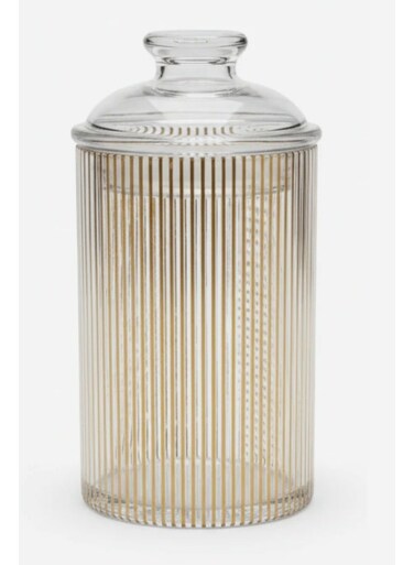 Contemporary Round Airtight Acrylic Storage Canister &acirc;&euro;&ldquo; Transparent Body with Unique Modern Design, Premium Kitchen Jar, 1000 ml