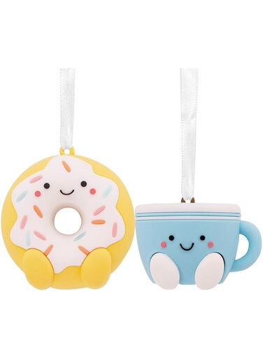 Hallmark Better Together Coffee and Donut Magnetic Christmas Ornaments for Tree, Set of 2