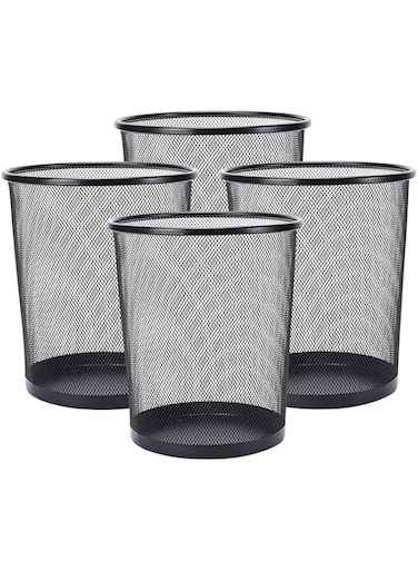 Goodwill Tech Recycling Dustbins, Pack of 4 Metal Mesh Dustbins waster Basket for Home, Office - Black