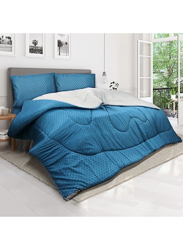 Linen Klub 2-Piece Hotel Linen Klub Reversible Swiss Dots Single Comforter Outer Fabric : Poly Melange w/ Real Swiss Dots Pattern ,Size : 160 x 200cm ,Color : Navy &amp; Light Grey
