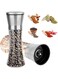 RISVOWO Ceramic Salt and Pepper Grinder Set, 2 Pieces Manual Pepper Grinder, Adjustable Fine Salt Shaker, Spice Grinder Glass