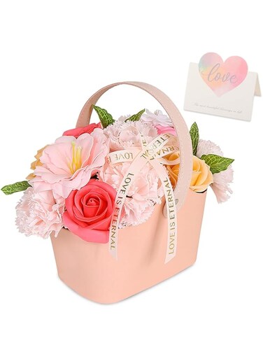 Handcrafted Soap Flowers Bouquet for Her - Birthday Gifts for DIY, Mothers Day, Anniversary, Personalised Valentines Gifts for Her Home Decor, Centerpieces Arrangements Party Tables Decoration