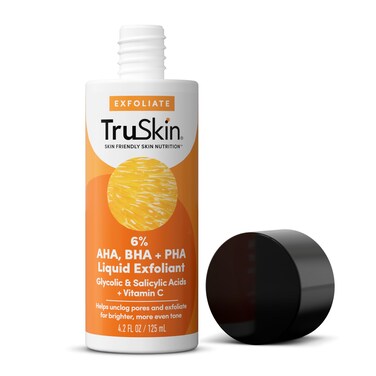 TruSkin BHA Liquid Exfoliant &amp; Toner &acirc;&euro;&ldquo; PHA AHA BHA Gentle Exfoliator with Salicylic &amp; Glycolic Acid, Vitamin C &acirc;&euro;&ldquo; Smooth Uneven Tone &amp; Texture, Refine Pores, 4.2 Fl Oz