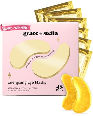 Grace &amp; Stella Anti-Wrinkle + Energizing Gold Collagen Eye Masks, Depuffing Undereye Patches, Vegan &amp; All-Natural (24 Pairs) 24 Count