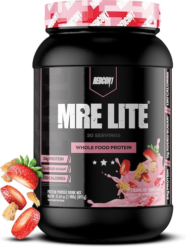 REDCON1 Redcon1 Mre Lite (Strawberry Shortcake) 30 Servings, Animal Based Protein, Contains No Whey, No Bloating, Keto Friendly, 2G Sugar, 24G Protein Protein Meal Replacement By
