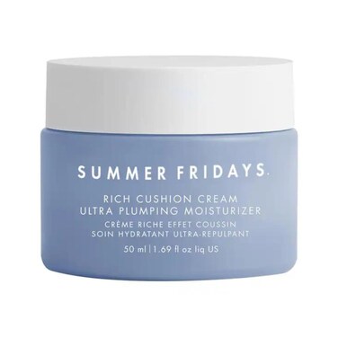 Summer FridaysRich Cushion Cream - Ultra Plumping Facial Moisturizer + Makeup Primer - Infuses Skin with Rich Hydration from Glycerin + Squalane - Non-Comedogenic + Fragrance-Free (1.69 Oz)