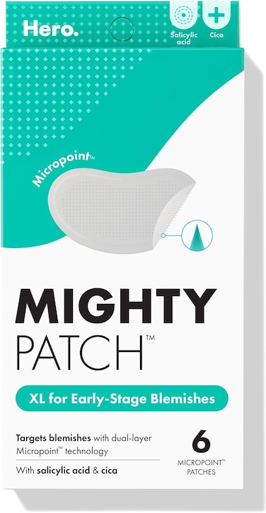 Mighty Patch Hero Cosmetics Mighty Patch Micropoint XL For Blemishes - Hydrocolloid Acne Spot Treatment Patch For Early Stage Zits And Hidden Pimples, 1,385 Proprietary Micropoints (6 Count)