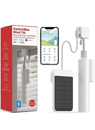 SwitchBot Blind Tilt Motorized Blinds - Smart Electric Blinds with Bluetooth Remote Control, Solar Powered, Light Sensing Control