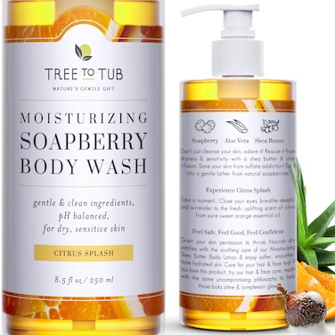 Tree to TubCitrus Body Wash for Dry Skin &amp; Sensitive Skin - pH Balanced Moisturizing Body Wash, Hydrating Sulfate Free Body Soap for Women &amp; Men