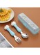 Portable Cutlery Set Stainless Steel Fork And Spoon Set With Storage Box Blue
