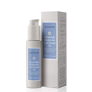 Naturium Quadruple Hyaluronic Acid Serum 5%, Hydrating &amp; Plumping Face Serum, Anti-Aging &amp; Moisturizing Skin Care, Fragrance-Free, 1 oz