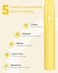MySmile DY156 Electric Toothbrush for Adults, Rechargeable Sonic Battery Toothbrush Portable with 3 Brush Heads, 2 Mins 5 Modes Smart Timer, 45000VPM, One Charge for 60 Days (Yellow, M)