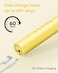 MySmile DY156 Electric Toothbrush for Adults, Rechargeable Sonic Battery Toothbrush Portable with 3 Brush Heads, 2 Mins 5 Modes Smart Timer, 45000VPM, One Charge for 60 Days (Yellow, M)