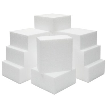 CRAFT MAGIC 12 Pack Craft Foam Block Square Polystyrene Foam Brick for Sculpture, Modeling, DIY Arts and Crafts, White,4 x 4 x 2 Inches