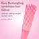 Rizos Curls Pink Detangling Flexi Brush For Curly Hair, Flexible Comb Glides With Curls To Easily Detangle, No Pull Or Pain