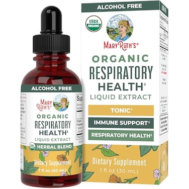 Maryruth Organics USDA Respiratory Health Liquid Drops By, Tonic Herbal Blend, Respiratory Health &amp; Immune Support, Non-GMO, Vegan, Alcohol Free Tincture, 1Oz