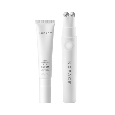 NuFACEFIX Line Smoothing Starter Kit - FDA Cleared FIX Microcurrent Device + Serum Activator for On-The-Go Treatment of Forehead Lines, Crow's Feet, Under Eyes, Smile Lines &amp; Fuller-Looking Lips