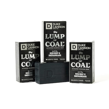 Duke Cannon Supply Co. Big Lump of Coal Soap Bar for Men Holiday Edition (Bergamot &amp; Black Pepper Scent) Superior Grade, Extra Large, Paraben-free, All Skin Types, 10 oz (3 Pack)