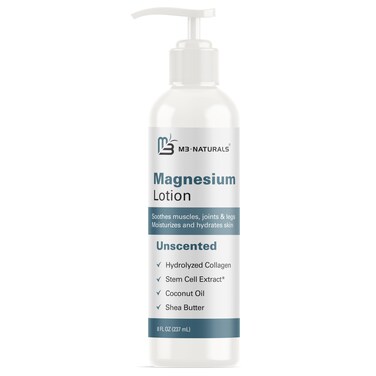 M3 Naturals Magnesium Lotion - Ease Muscle Cramps, Calm Restless Legs, Promote Restful Sleep, Moisturize &amp; Hydrate Skin - 8 fl oz - Magnesium Cream for Sleep, Magnesium Butter, Topical Magnesium