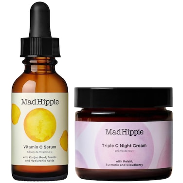 Mad HippieVitamin C Serum for Face with Hyaluronic Acid &amp; Triple C Night Cream Ceramide Moisturizer - Skin-Brightening Skin Care Set (2 Piece Set)